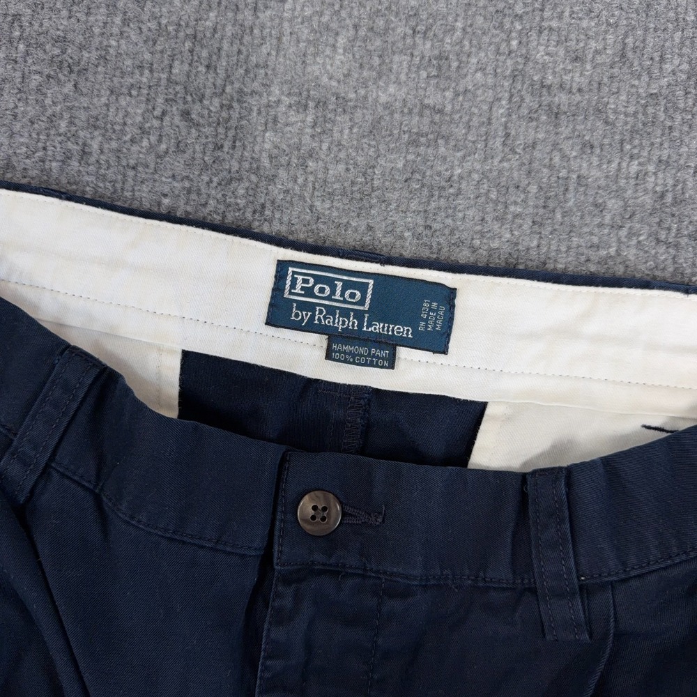 Vintage Polo Ralph Lauren Pants Mens 35x30 Navy Hammond Double Pleated Classic - Picture 6 of 12